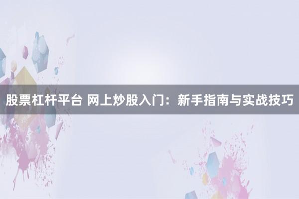 股票杠杆平台 网上炒股入门：新手指南与实战技巧