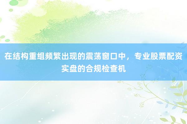 在结构重组频繁出现的震荡窗口中，专业股票配资实盘的合规检查机