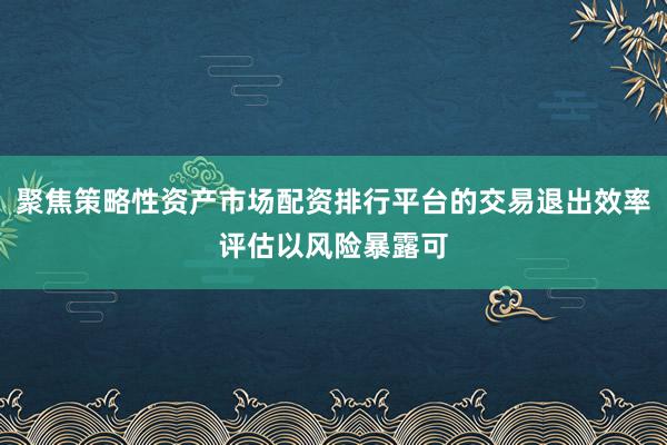 聚焦策略性资产市场配资排行平台的交易退出效率评估以风险暴露可