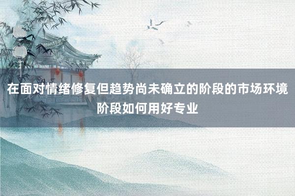 在面对情绪修复但趋势尚未确立的阶段的市场环境阶段如何用好专业