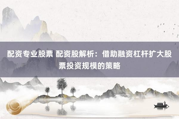 配资专业股票 配资股解析：借助融资杠杆扩大股票投资规模的策略