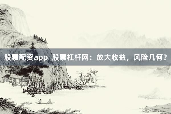 股票配资app  股票杠杆网：放大收益，风险几何？