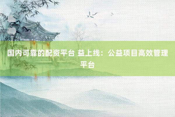 国内可靠的配资平台 益上线：公益项目高效管理平台