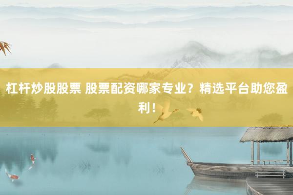 杠杆炒股股票 股票配资哪家专业？精选平台助您盈利！