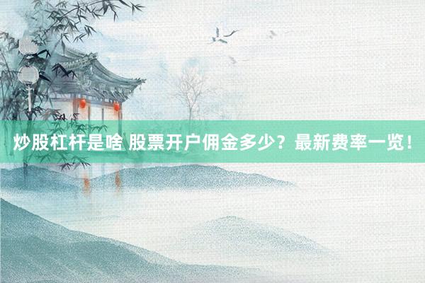 炒股杠杆是啥 股票开户佣金多少？最新费率一览！