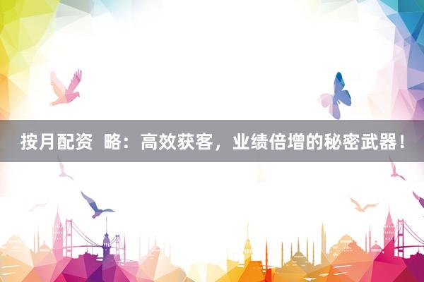 按月配资  略：高效获客，业绩倍增的秘密武器！