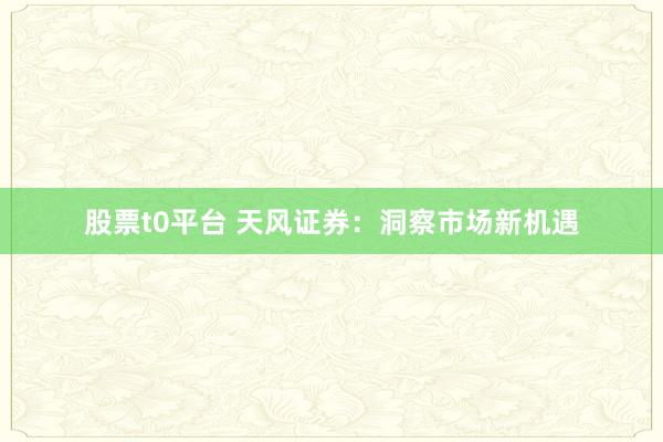 股票t0平台 天风证券:洞察市场新机遇